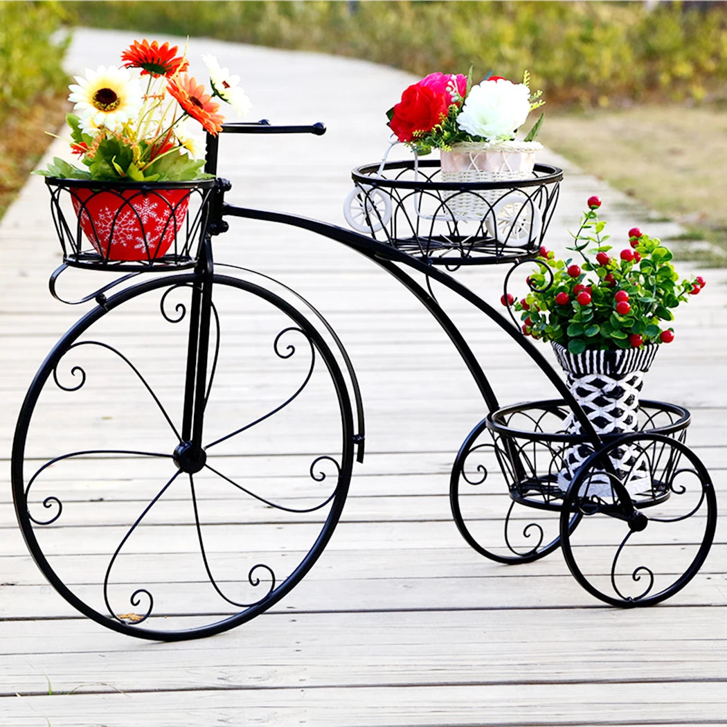 BINGOPAW 3-Tier Bicycle-Style Metal Plant Stand