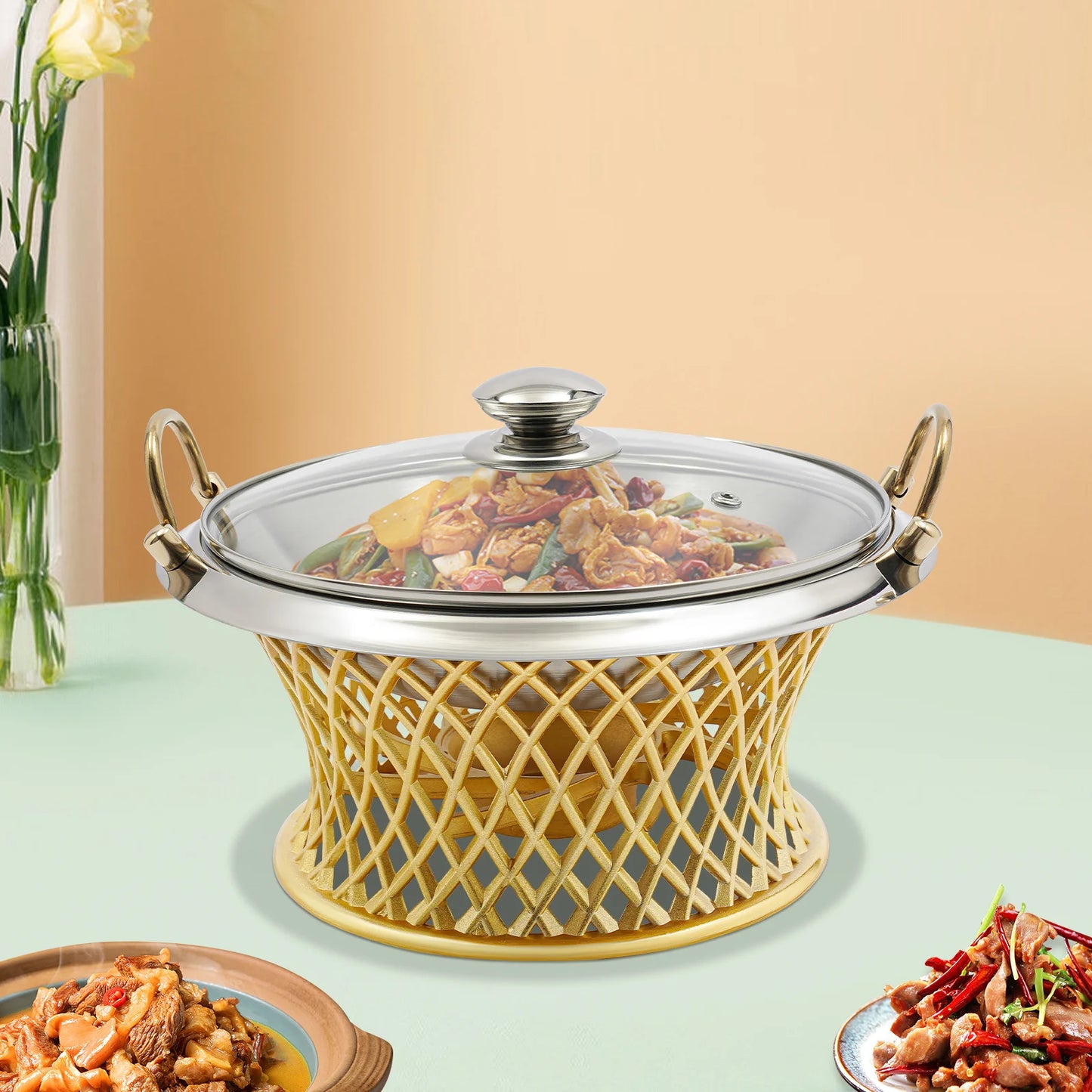 Gold Buffet Food Warmer Chafing Dish