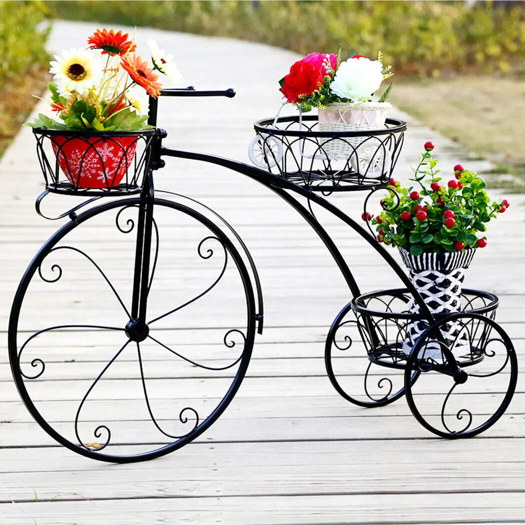 BINGOPAW 3-Tier Bicycle-Style Metal Plant Stand